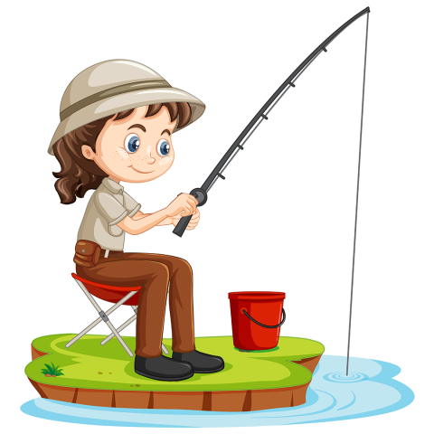 illustration of a woman fishing