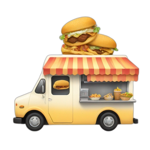 bitmoji of a yellow food truck with hamburgers on top