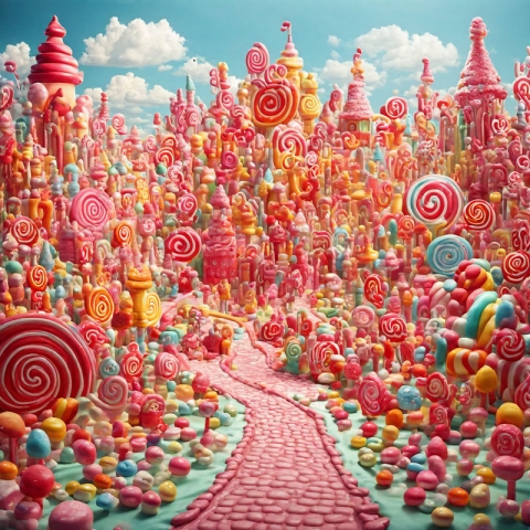 Path through a forest of lollipop trees