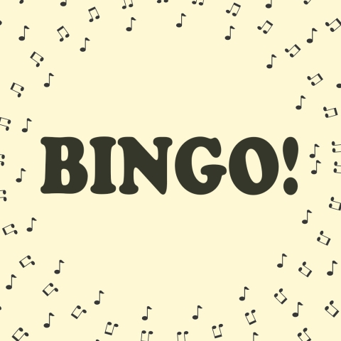 musical notes surrounding the word BINGO