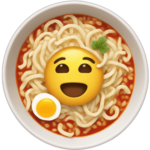 illustration of a bowl of ramen that has a smiley face in the middle