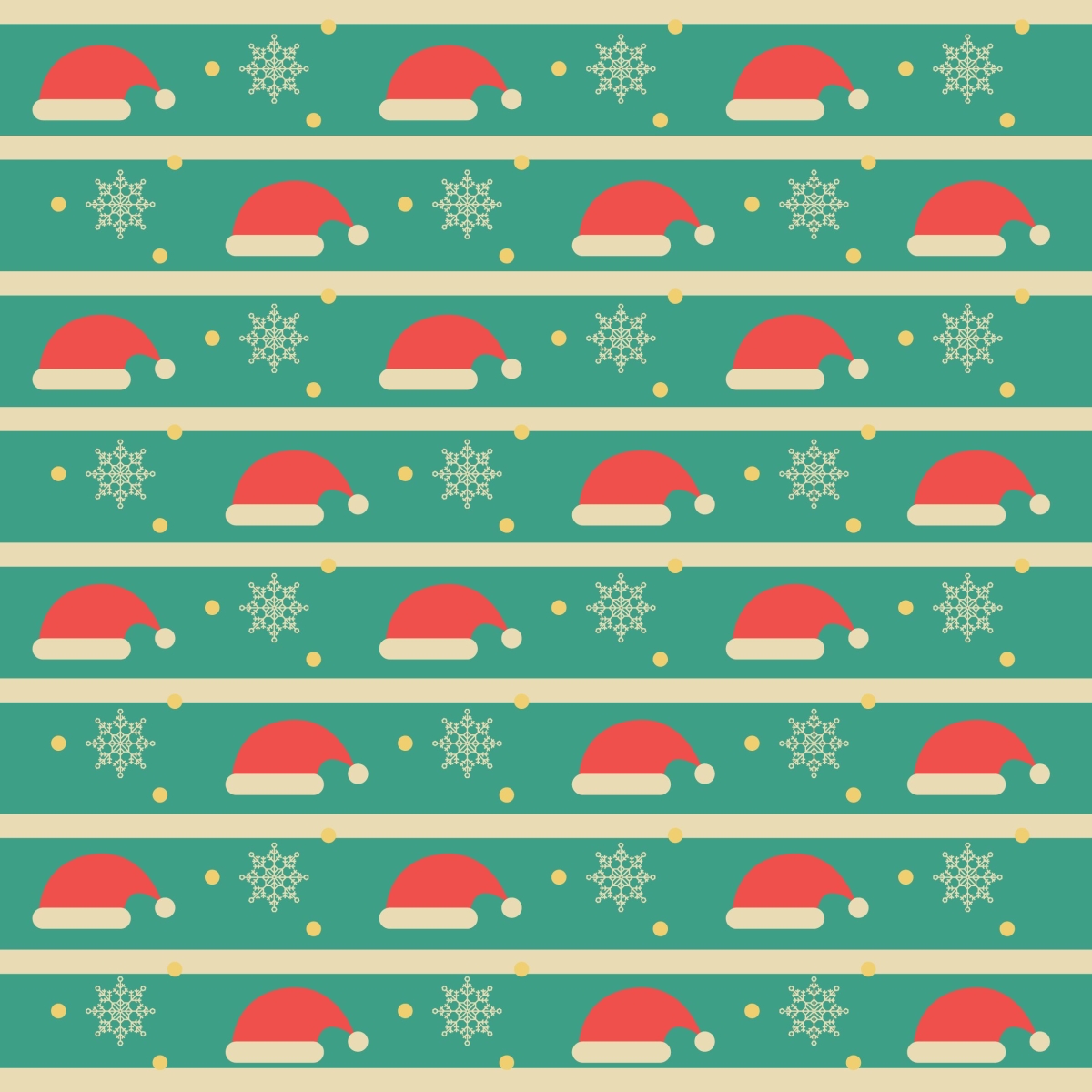 green background with illustrated red Santa hats